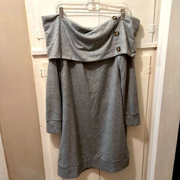 Derek Heart Gray Cold Shoulder 3 Button Sweater Dress in Women’s 2X - Picture 5 of 6